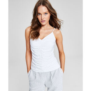 Bar III Women's XXL White Ruched Spaghetti Strap Camisole Tank Top NWT